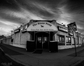 The Stone Pony, noir et blanc, Asbury Park, NJ Photos, Jersey Shore, art mural, tirages photo, photographie d'art