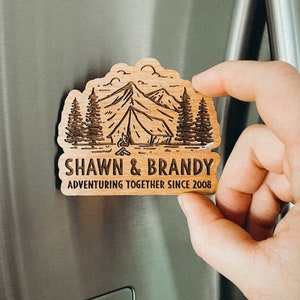 Refridgerator Magnet Custom, Personalized gift, newlyweds, Beer, Camping, RV, National Park Forest, elopement, Adventure Gift, save the date image 1