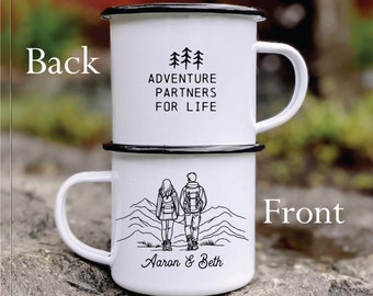 Personalized Camp Mug Campfire Mug Forest Mug Camping Gift Mountain Mug - Tent, Wilde Nomad Tin Years Couple Gifts Newlyweds