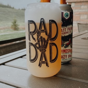 Personalized Rad Dad Glass- 18 oz. Beer Glass - pint, camping, outdoor, adventure, Wilde Nomad, beer lover, camping mug, personalized gift