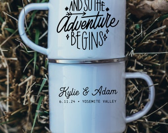 Personalized Campfire Mug-coffee mug, camp bachelorette, wedding, Wilde Nomad, newlyweds ,camping mug, engagement gift, Custom Couple, elope