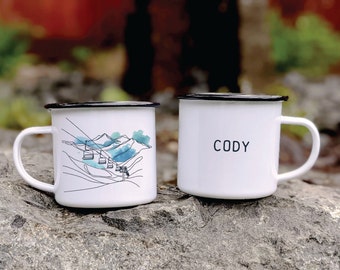 Personalized Ski Campfire Mug-coffee|outdoor couple| couple gift,Wilde Nomad, newlyweds ,camping mug, engagement gift, Custom Couple, skiing