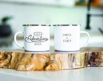 Personalized Campfire Mug-coffee , outdoor couple, couple gift, Wilde Nomad, newlyweds ,camping mug, engagement gift, Custom Couple, camping