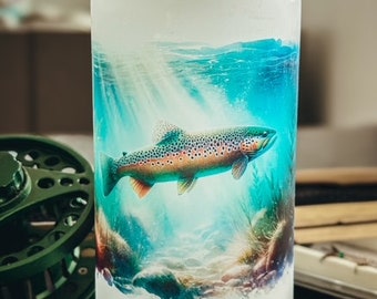 Personalized Rainbow Trout Glass- 18 oz- pint, beer can glass, fly fishing, Wilde Nomad, beer lover, personalized gifts, wedding gift, trout