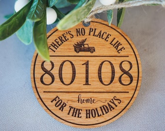 Zip Code Christmas Ornament - personalized gift, national park, Wilde Nomad, happy camper personalized ornament, first Christmas