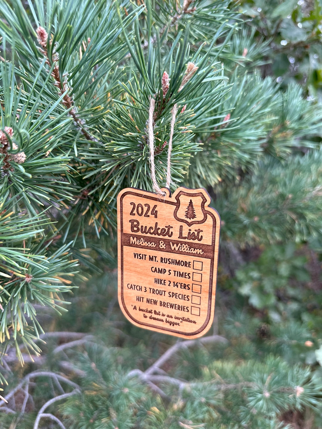 Custom / Personalized Bucket List Adventure Ornament National Forest