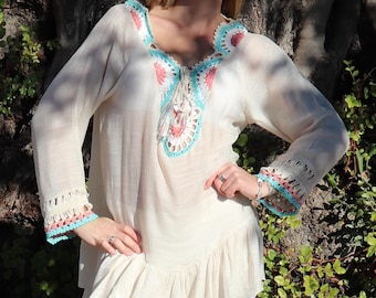 Women's Grayish Bluish Color Cotton Tunic Top Dress/peasant Embroidered  Tunic/boho Tunic/plus Size Tunic Tops for Women/ Designer Tunic Tops - Etsy