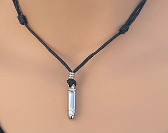 Bullet Pendant Necklace,Necklace Boys Man, Pendant Necklace Men, Necklace Boyfriend, Charm Choker Necklace,Pendant necklace,Silver Choker