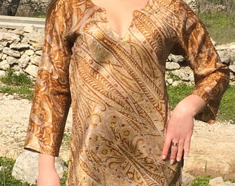 Silk Tunic,Hippie Tunic,Summer Dress,Vintage Tunic,Boho Tunic,Ethnic Tunic,Tunic Dress,Tunic Tops,Womens Tunic,Sari Tunic,Elven Clothing