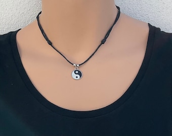 Wisiorek Yin Yang, naszyjnik Yin Yang, wisiorek Yin Yang mężczyźni/kobiety, regulowany dławik Yin Yang ze sznurka, wisiorek amulet, znaczący naszyjnik damski