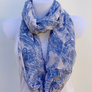 Blue Scarf Fashion Scarves Womens Scarves Winter Spring Scarves Gift For Mom  Scarves For Women Gift For Her Circle Scarves Infinity Scarves