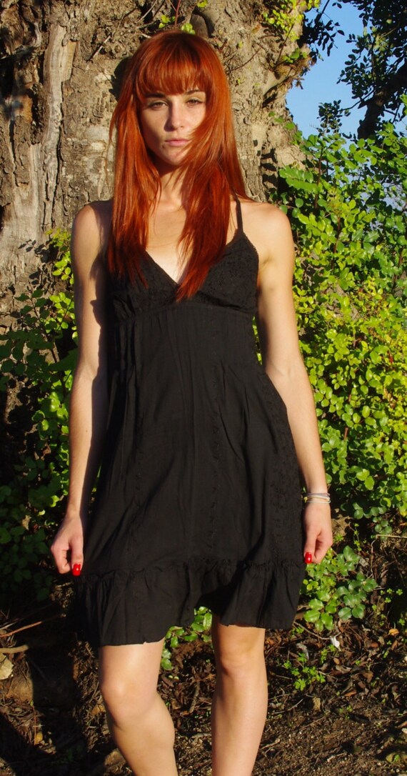 womens black cotton dress