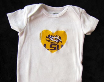 Baby Heart Snap Bodysuit with LSU fabric