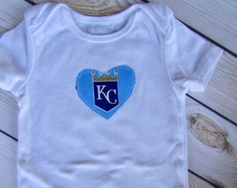 Baby Heart Snap Bodysuit with KC Royals fabric