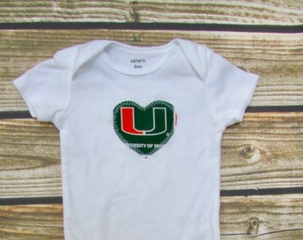 Baby Heart Snap Bodysuit with University of Miami fabric