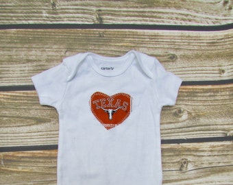 Baby Heart Snap Bodysuit with Texas fabric