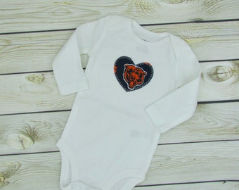 Baby Heart Snap Bodysuit with Chicago Bears fabric