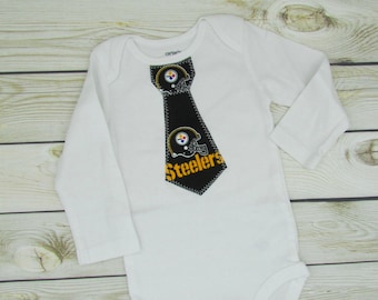 Baby Tie Snap Bodysuit with Pittsburgh Steelers fabric
