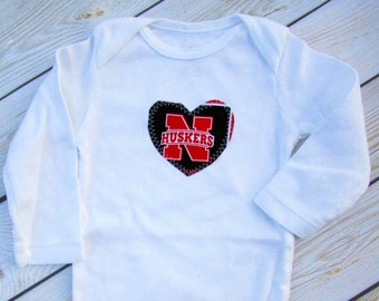 Baby Heart Snap Bodysuit with Nebraska fabric