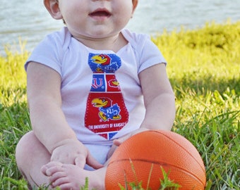 Baby Tie Snap Bodysuit with KU fabric