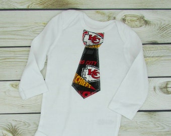Football Baby Tie Snap Bodysuit with Chiefs fabric