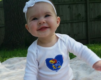 Baby Heart Snap Bodysuit with KU fabric
