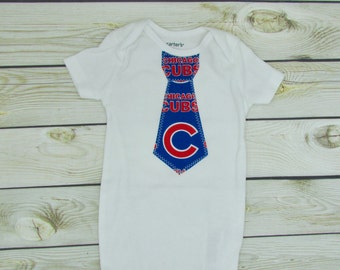 Baby Tie Snap Bodysuit with Chicago Cubs fabric