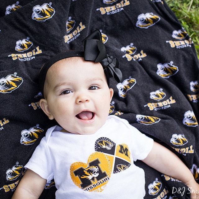 Baby Double Hearts Snap Bodysuit with Mizzou fabric