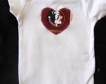 Baby Heart Snap Bodysuit with Florida State fabric