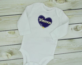 Baby Heart Snap Bodysuit with Minnesota Vikings fabric