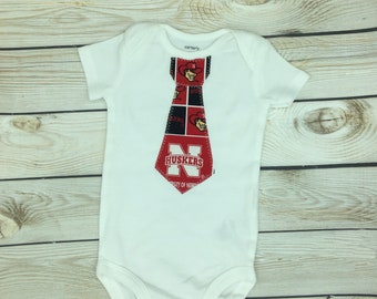 Baby Tie Snap Bodysuit with Nebraska fabric