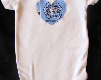 Baby Heart Snap Bodysuit with North Carolina fabric