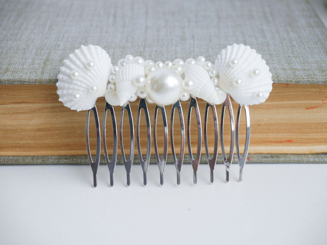 Seashell Comb Seashell Bridal Hair Comb, Beach Wedding Hair Accessory, Pearl ...