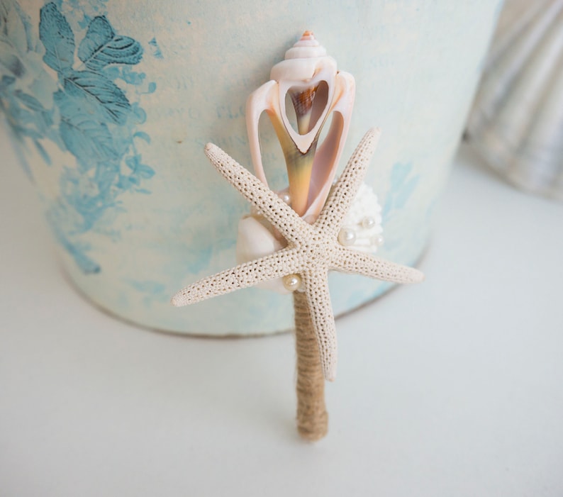 Seashell corsage mermaid Starfish Boutonniere Grooms Accessories Beach Wedding Boutineer,Beach Wedding Boutonniere Beach boutonniere
