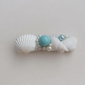 Light Blue hair clip, Mermaid, Seashell hair pins, Beach hair accessory, Seashell Hair accessories, shell bridal hair clip, Headpiece