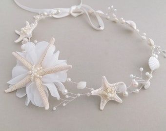 Starfish Hair Vine, Beach Wedding, shell Hair Accessories, Mermaid Headpiece, beach Tiara, Starfish headband, Seashell Headband, shell crown