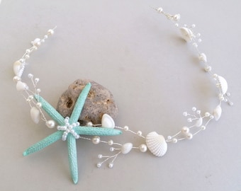 Starfish hair Vine, Beach Wedding,shell Hair Accessories, Mermaid Headpiece, beach Tiara, Starfish wreath, Seashell Headband, shell crown