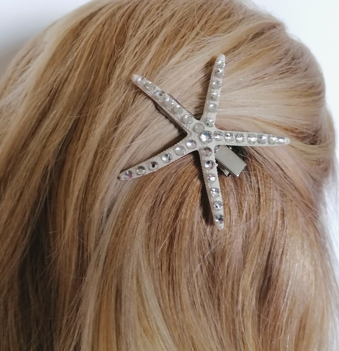Starfish Hair Pins,crystal Starfish,beach Wedding,beach Hair Accessory,seashell Hair Clip