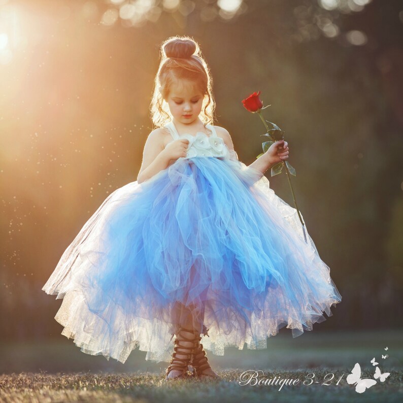 dusty blue tulle skirt flower girl