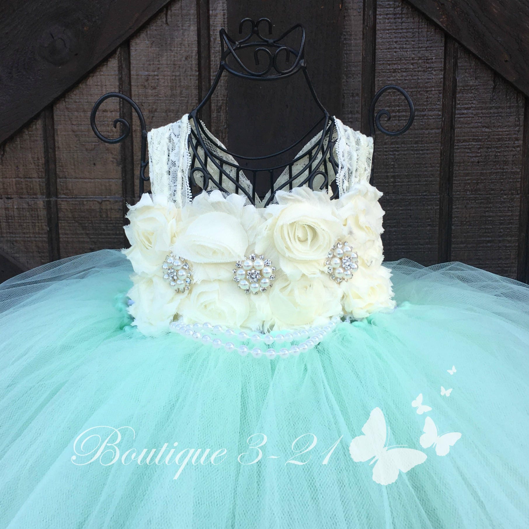 Mint Flower Girl Dress Mint Tutu Dress Mint Tulle Dress