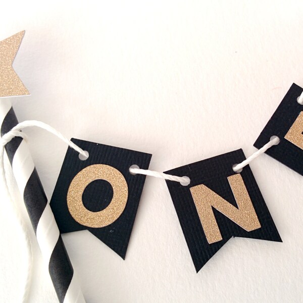Stelle per torte - nero e oro Glitter una torta topper - Smash topper-ONE della stamina - 1 ° compleanno torta topper del dolce-