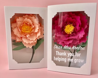 Gift for teacher - Thank you for helping me grow paper flower  shadow box / Bridal shower gift/ Customised Thank you gift