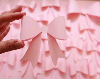 Set of 12 Pink paper bows - Bow party decor - 3D paper bows