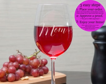 Kieliszek do wina, 15 uncji – personalizowany, grawerowany, grawerowany laserowo – monogram, inicjały lub napis
