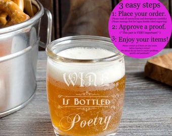 Taça para degustação de cerveja ou vinho, 120 ml. Taça para degustação de cerveja/vinho - Personalizada, gravada, entalhada - Monograma, iniciais ou inscrição.