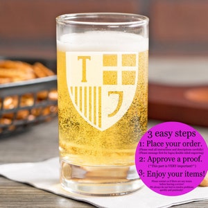 Beer Taster Glass, 5 oz Sampler Glass for Beer Flights -  Personalized, Engraved, Laser Etched - Monogram, Initials, Inscription or Logo
