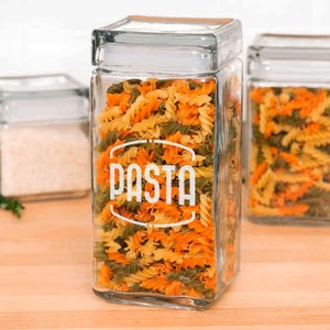 Glass Cookie Jar, Square and Stackable -  Personalized, Engraved, Laser Etched - Monogram, Initials, or Inscription