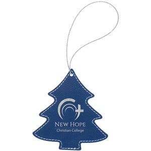 Kerstboomornament - Set van 25 - Kunstleer, lasergegraveerd - Meerdere kleuren - Gepersonaliseerd met naam, monogram of opschrift