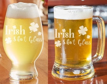 St. Paddy's Day Glass - Multiple Glass Styles Available - Pint Glass, Beer Can Glass, Wheat Beer Glass, Beer Mug - Laser Engraved, Etched
