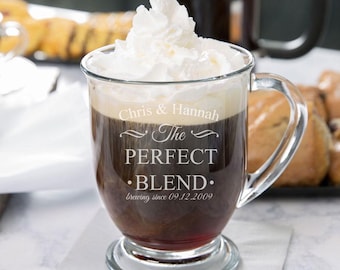 Glass Coffee Mug, Extra Large 16 oz. -  Personalized, Engraved, Laser Etched - Monogram, Initials, or Inscription